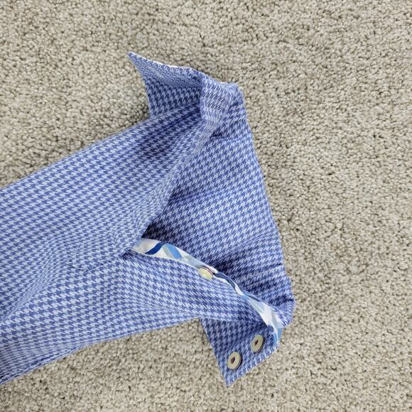 Ted Baker Endurance Button Up Shirt Mens 16 34/35 Blue Houndstooth Paisley Cuffs - Picture 8 of 16